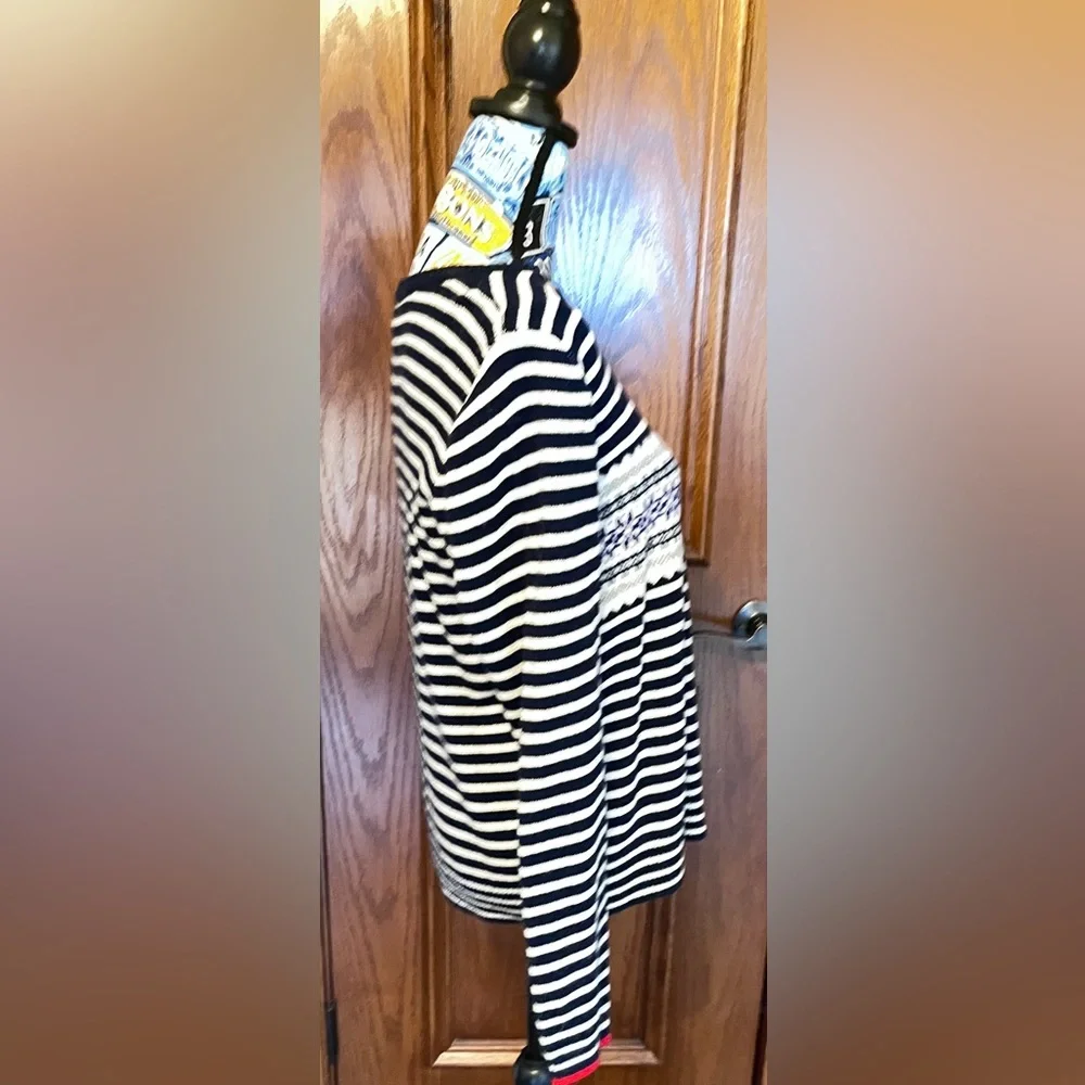 J Crew Fair Isle Striped Sweater-Midnight BlueWhite/Multi-Large. NWT - Picture 3 of 5